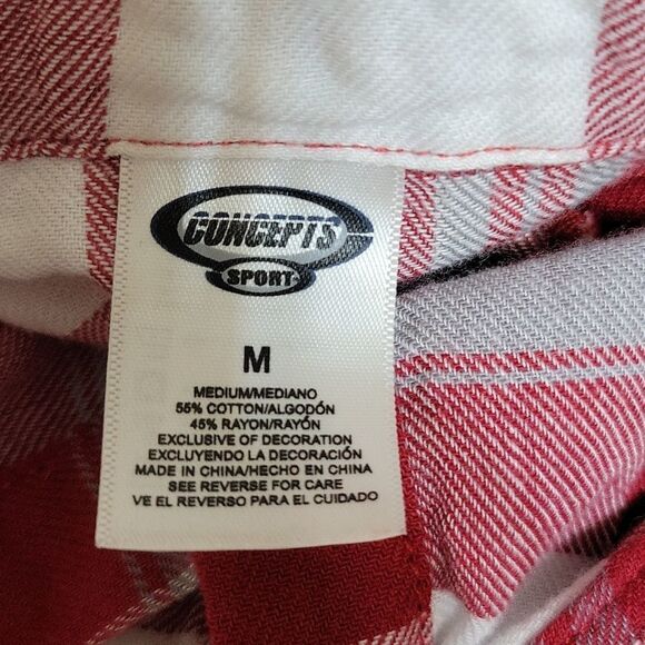 CONCEPTS SPORT Alabama Red/White/Gray Plaid Flannel‎ Shirt Medium - Picture 9 of 10